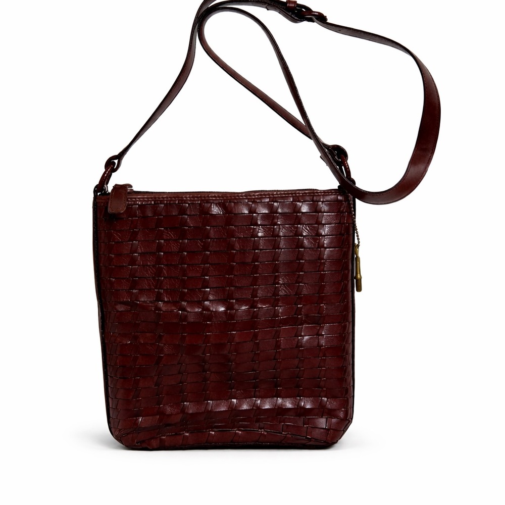 Fossil Dark Brown Woven Crossbody Bag